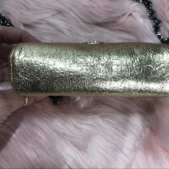 Henri Bindel Gold Leather Mini Crossbody - Picture 6 of 13